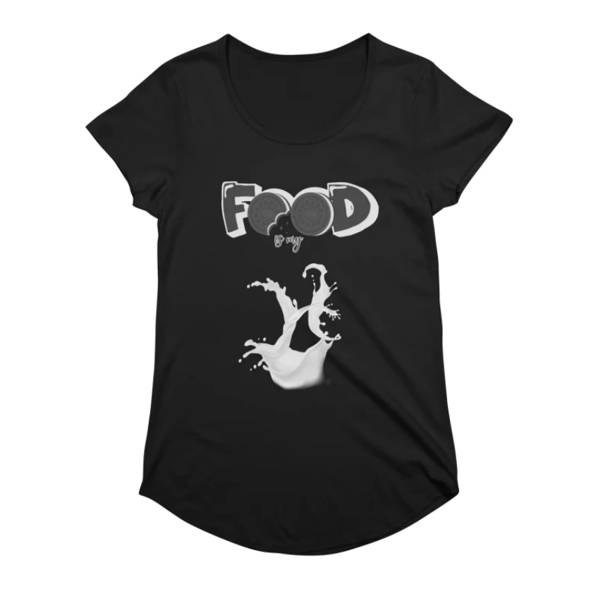Cookies and Milk Black T-shirt for Women