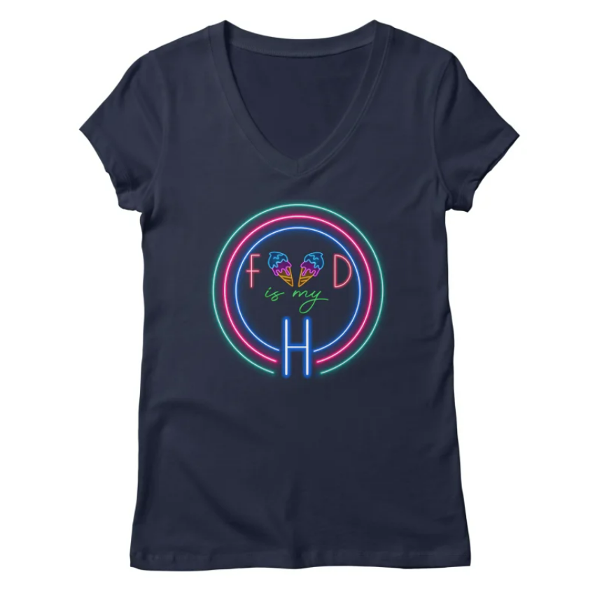 Ice Cream Neon V-neck T-shirt for Women