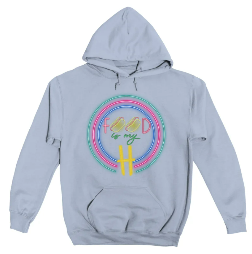 Hot Dog Neon Blue Pullover Hoodie