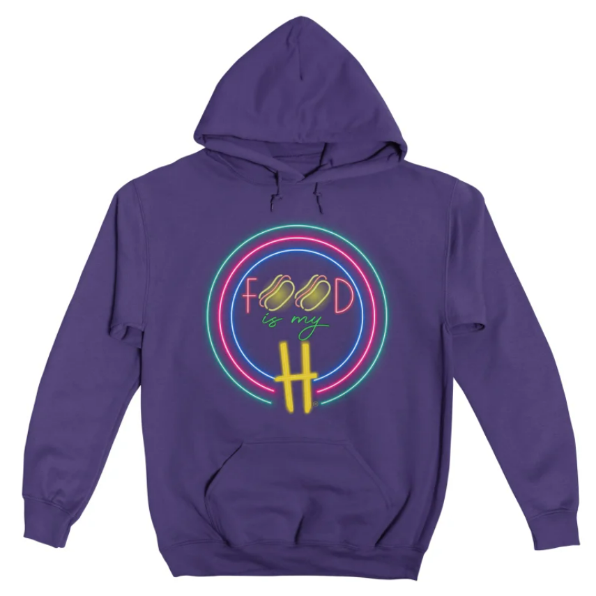 Hot Dog Neon Purple Pullover Hoodie