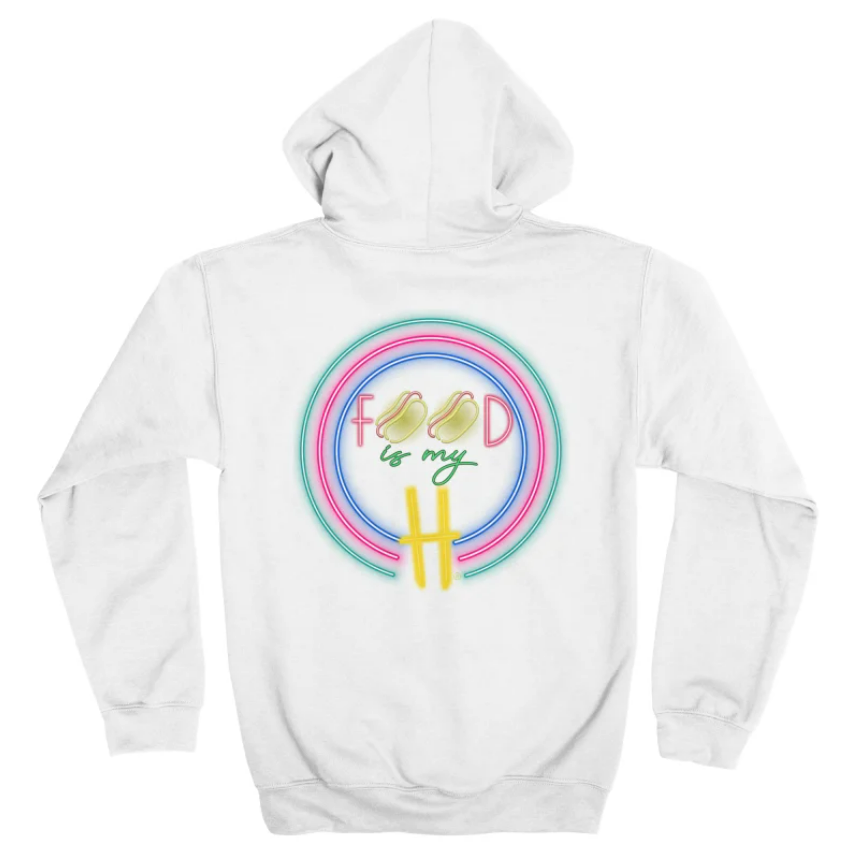 Hot Dog Neon White Zip-Up Hoodie