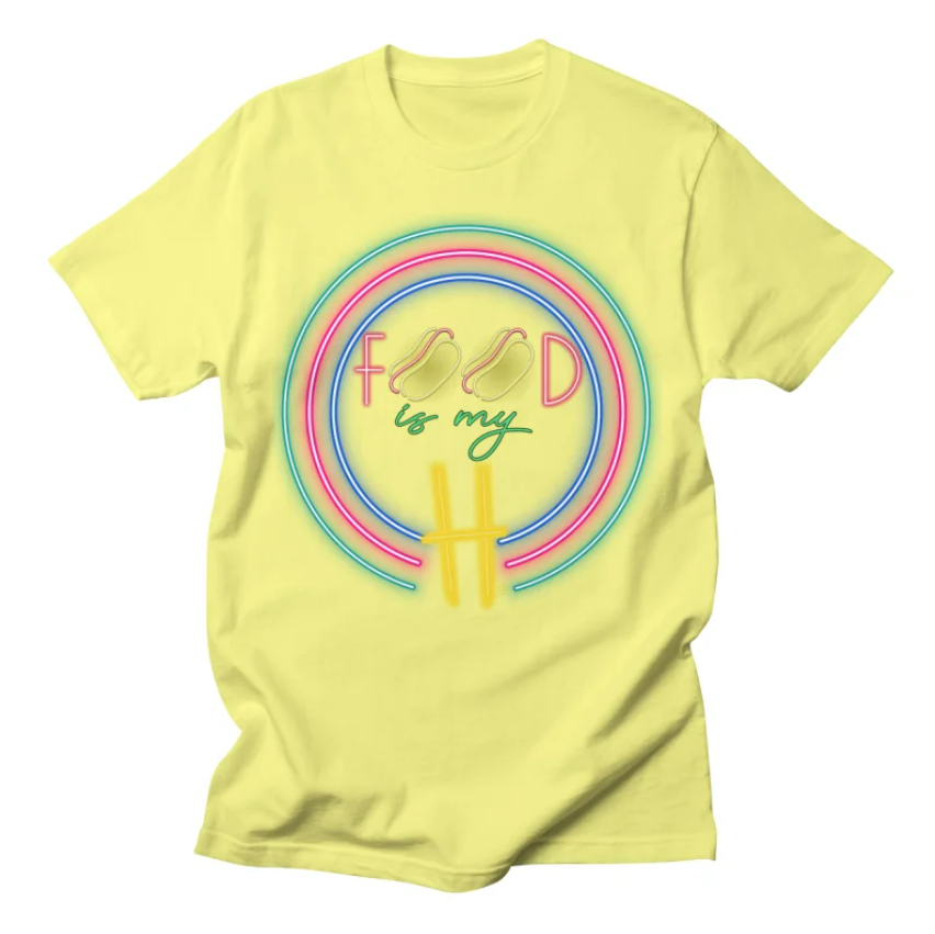Hot Dog Neon Yellow T- Shirt