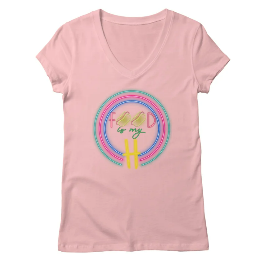 Hot Dog V-Neck Pink Shirt