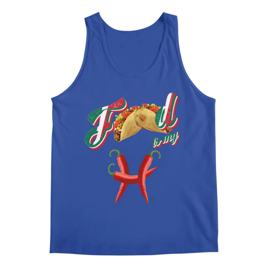 Men Blue Taco Tank Top