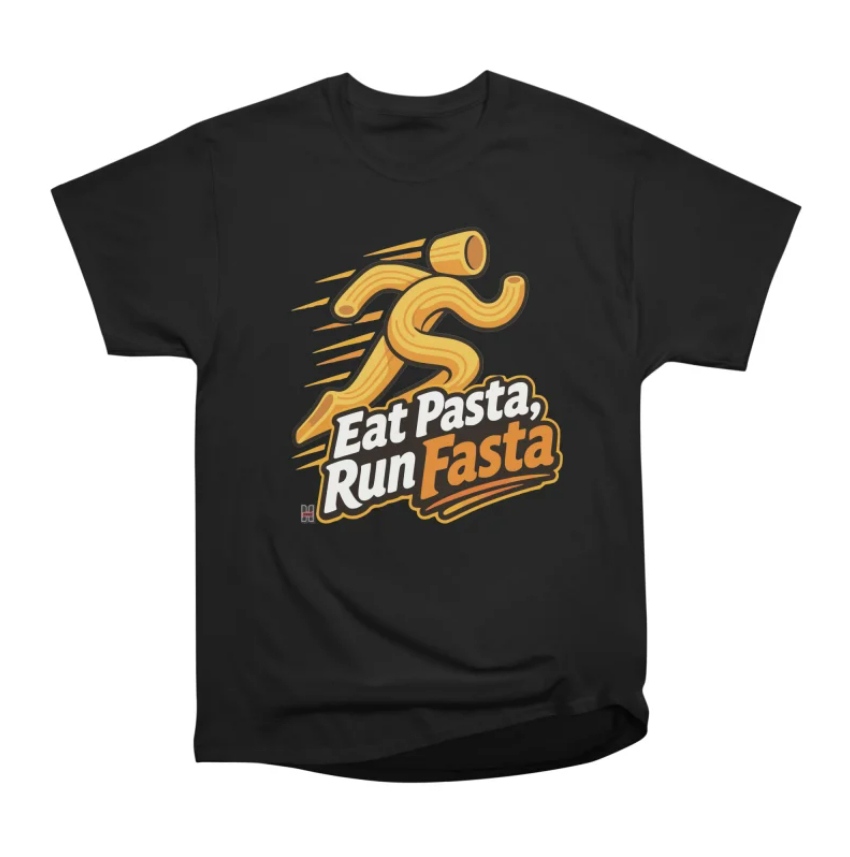 Eat Pasta Run Fasta Black T-Shirt