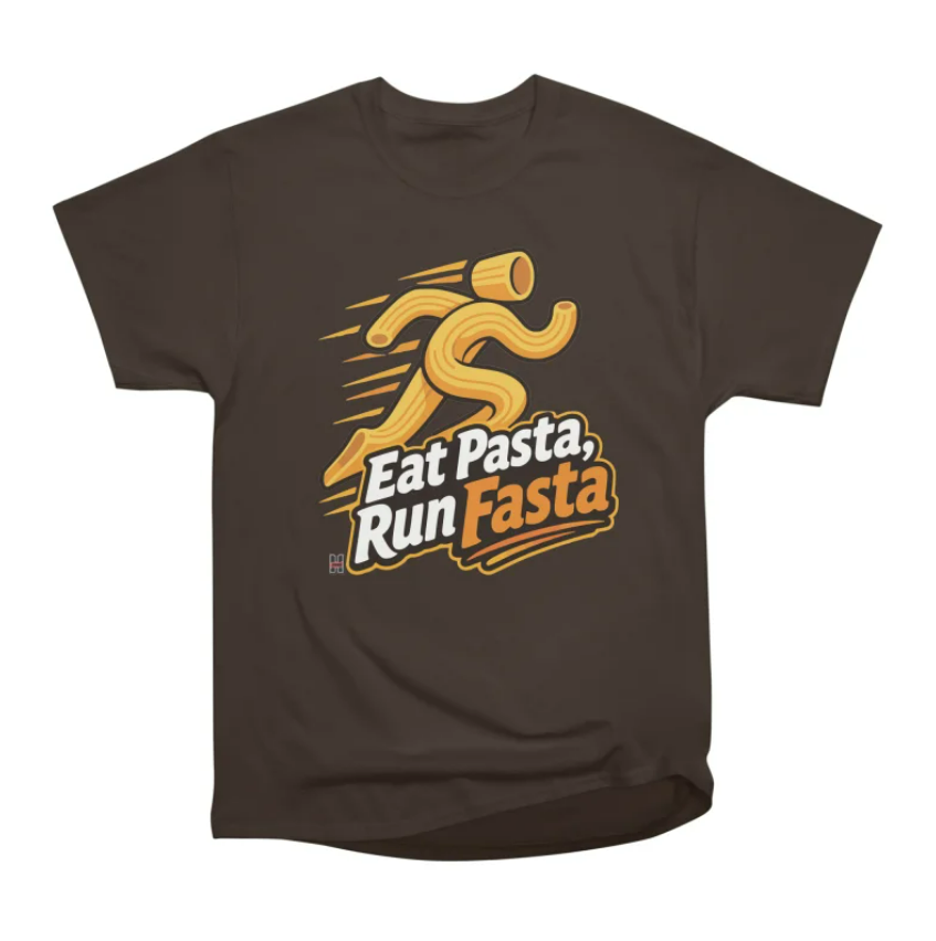 Eat Pasta Run Fasta Brown T-Shirt