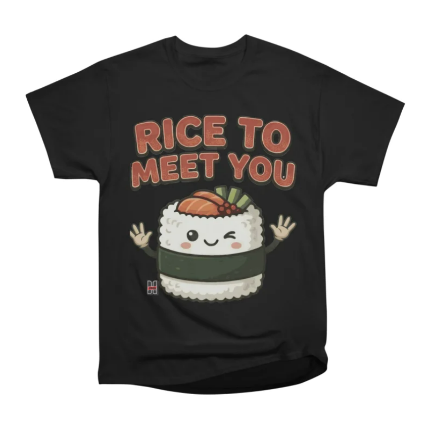Rice To Meet You Black Sushi T-shirt