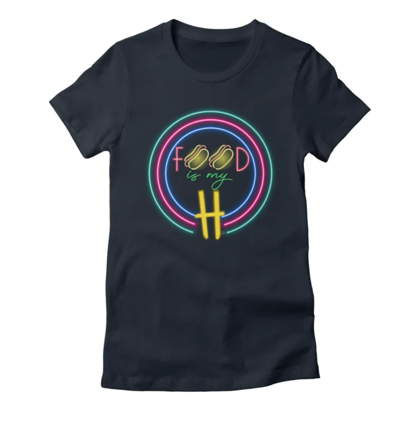 navy hot dog t-shirt