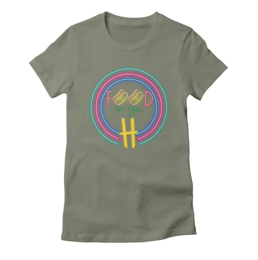 olive hot dog t-shirt